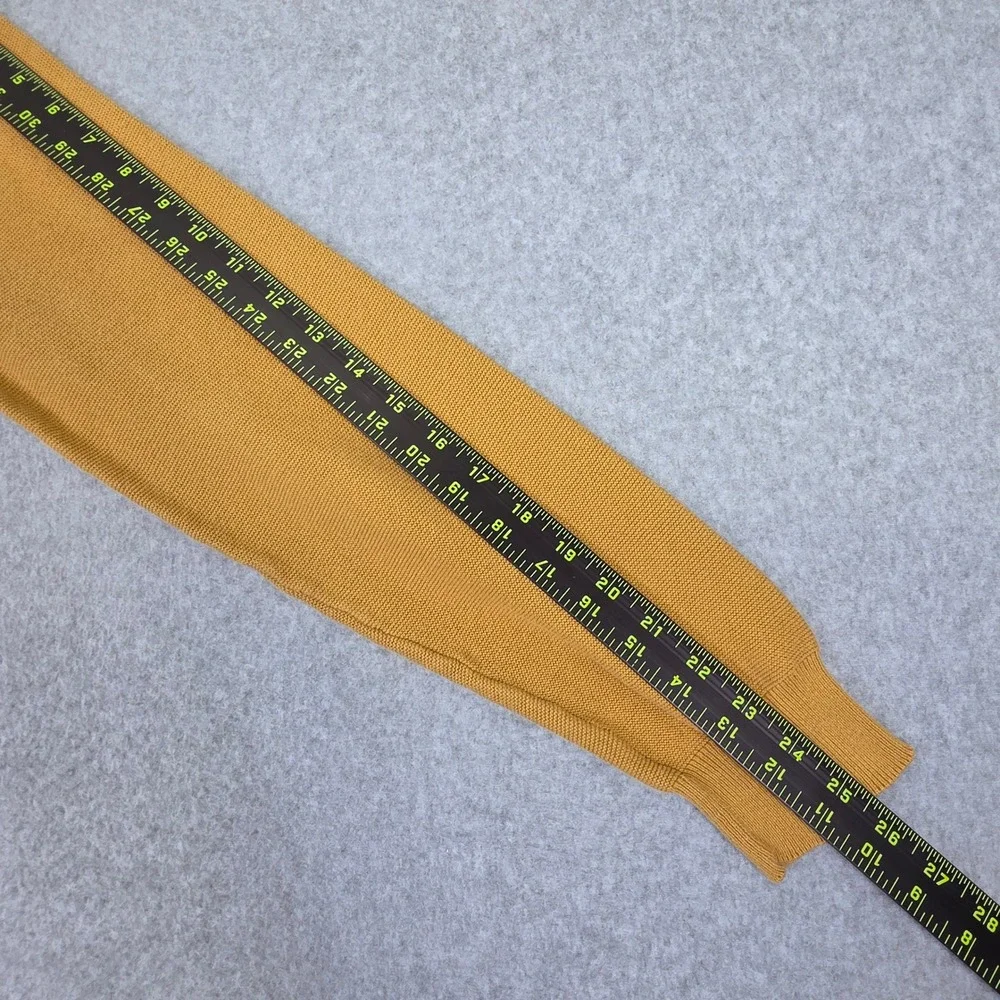 Castro Men's Size M 100% Cotton Textured Knit Crewneck Sweater Mustard Yellow